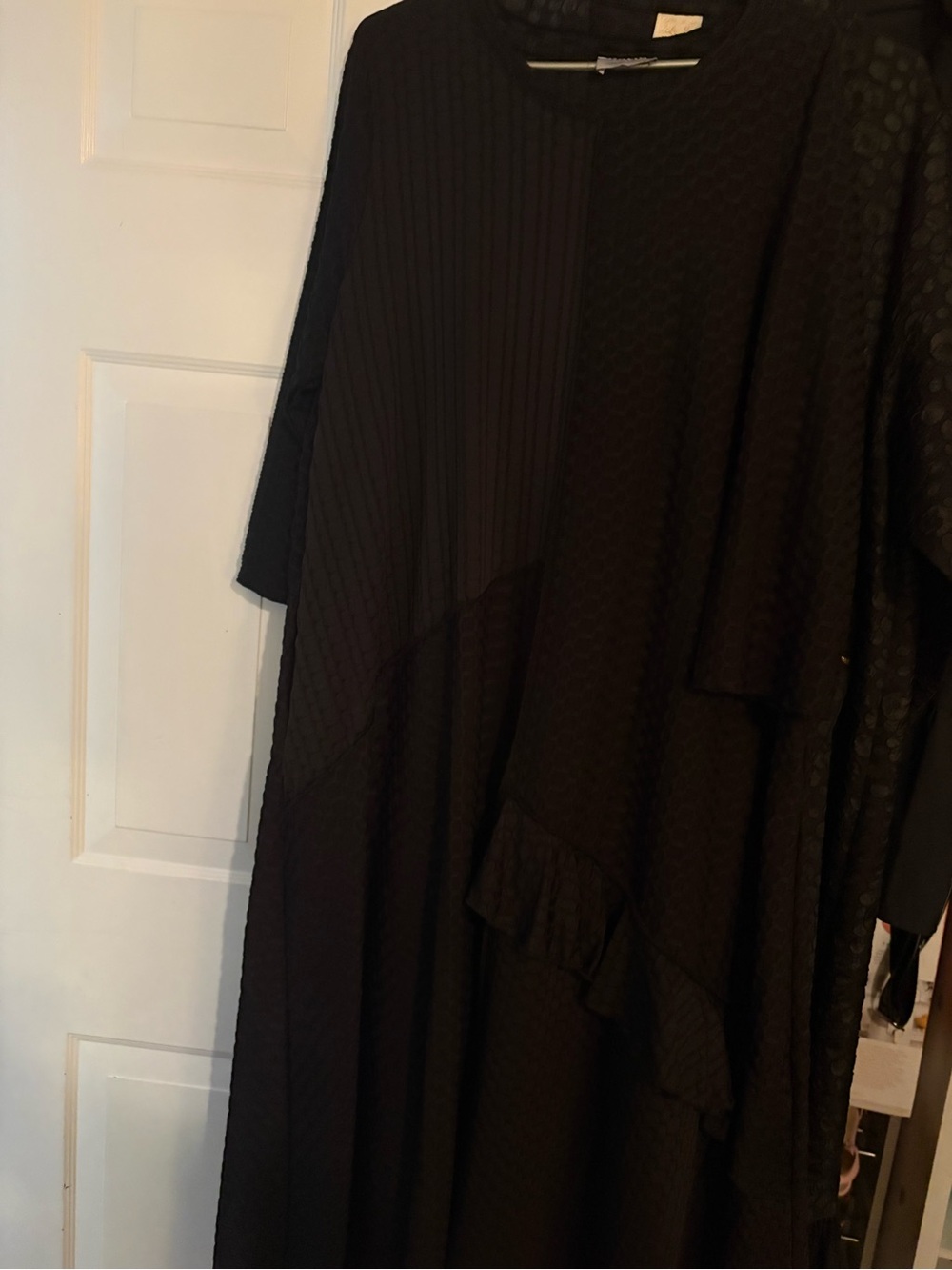 Black Textured Women’s Dress - Elegant Layered Design frou frou collection